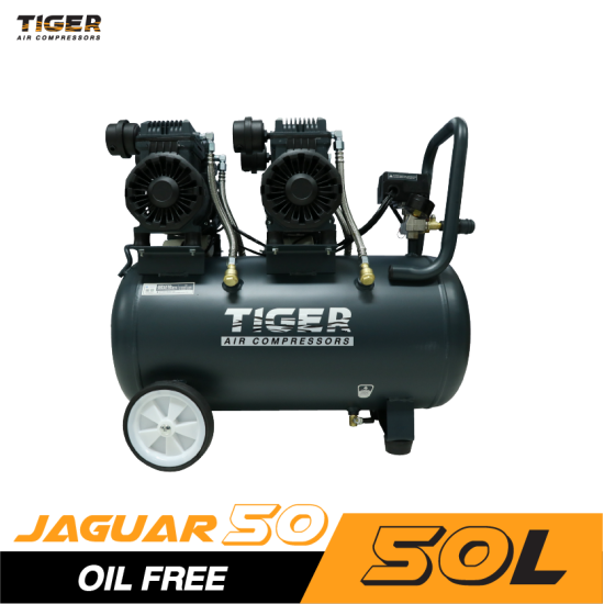 ปั๊มลม Oil free TIGER JAGUAR50 1390W. x 2 มอเตอร์ 50 ลิตร