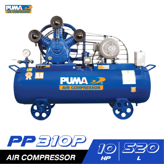 ปั๊มลมสายพาน PUMA PP310P-HI380V 10HP 380V. ถัง 520 ลิตร